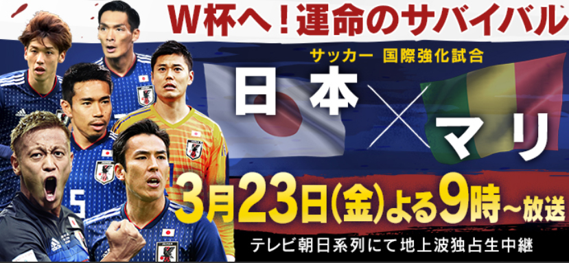 サッカー国際親善試合　日本代表VSマリ代表